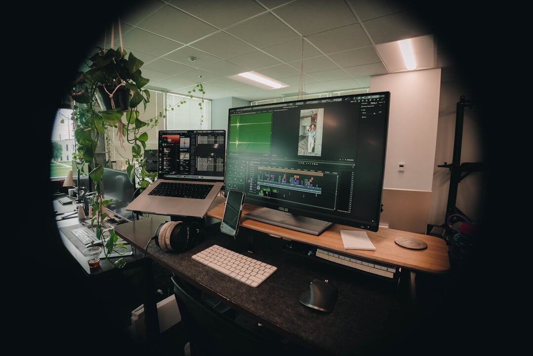 video editor at computer