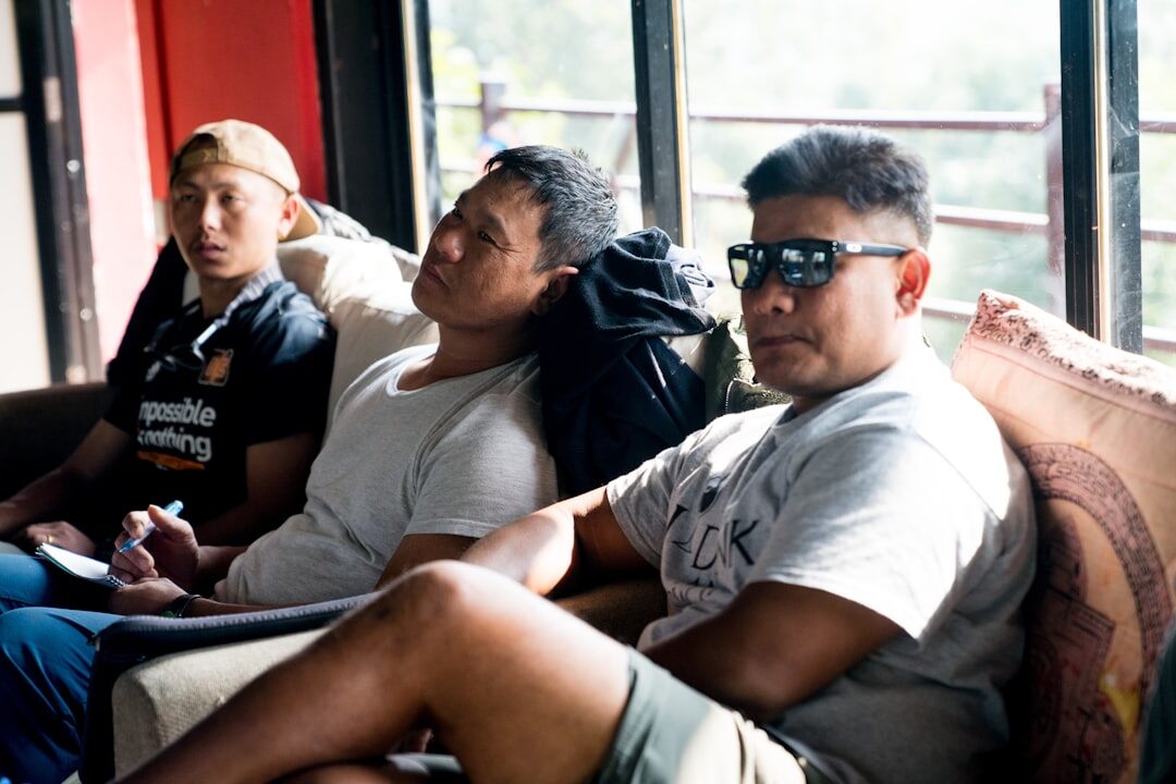 group watching indie film